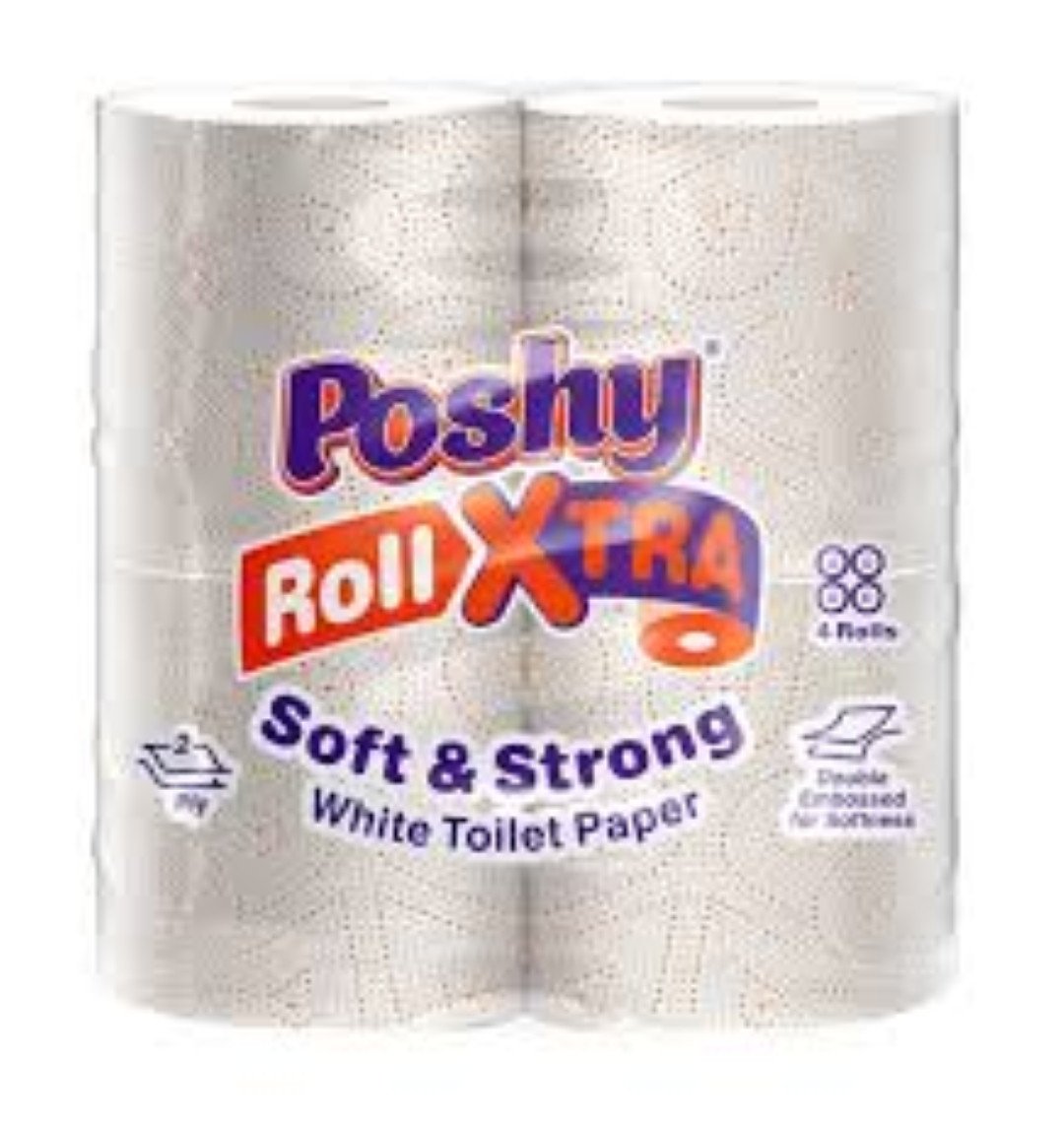 Poshy Roll Xtra - 150 Sheets  Premium Blended  2 Ply - Four Pack